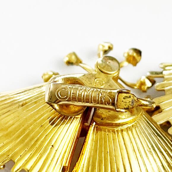 Emmons Vintage Gold Crystal Starburst Spray Clip Earrings - Picture 5 of 5